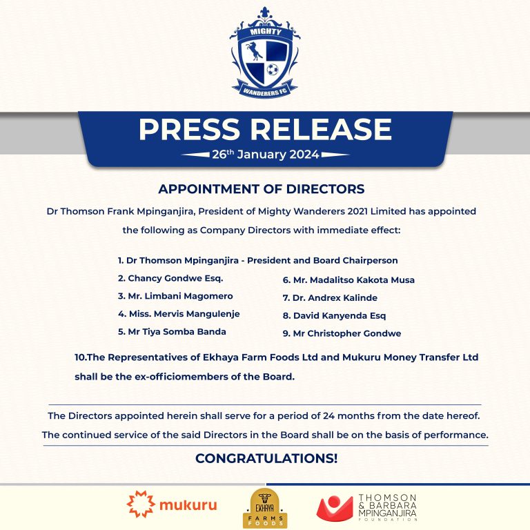 For Immediate Release: Appointment of Directors